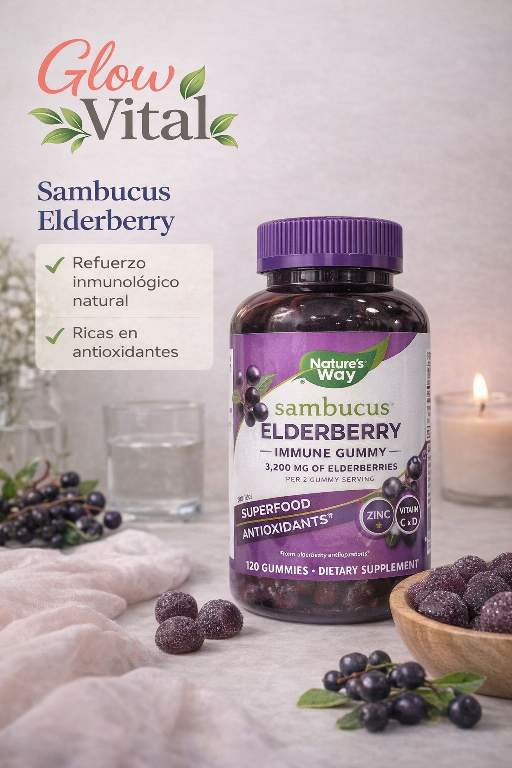 🍇 Sambucus Elderberry Gummies – Refuerzo Inmunológico Natural