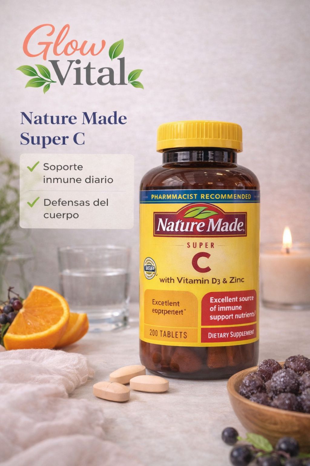 Nature Made Super C – Vitamina C + D3 + Zinc